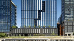 Chicago's Coppia luxury multifamily high-rise features geometric figures on the façade Photo © Eric Laignel, courtesy Goettsch Partners