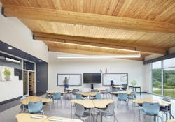 K-12 school with wooden ceiling