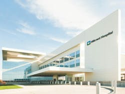 Designed by Perspectus Architects and Buro Happold, the new Cleveland Clinic Hillcrest Cancer Center in Mayfield Heights, Ohio, stands as a comprehensive care facility that also creates a new entrance to the facility. Photo: Neil Lantzy, courtesy Cleveland Clinic
