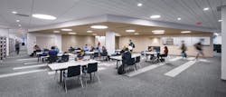 Students studying in library