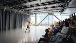 Rendering of the 100-seat studio theater at the Colburn Center at the Colburn School. Courtesy Frank O. Gehry & Gehry Partners, LLP