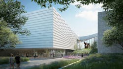 Northwest view of the new Hawks Pavilion entry drive. Rendering courtesy Moare