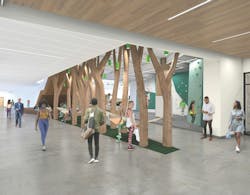 A hammock grove is one of many wellness amenities within the Student Recreation & Wellness Center at Michigan State University, whose costs are being partly defrayed by a dedicated $340 per year student fee.