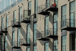 Exterior Of Mixed Use Adaptive Reuse Building In Chicago, Ill