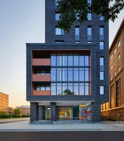 In contrast to its more traditional elevation along Regent Street, Chapter Madison’s side sports a modernist character with deep balconies and larger windows